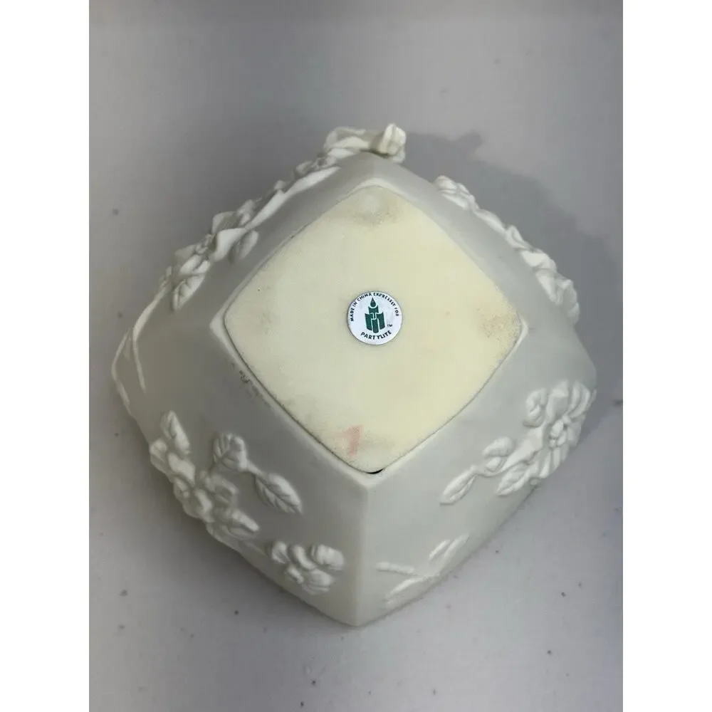 PartyLite Enchantment Fairy Square Pillar Candle Holder Bisque Porcelain Retired - Picture 5 of 9
